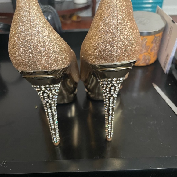 Gorgeous Gold Crystal Stiletto Heels - Picture 8 of 10